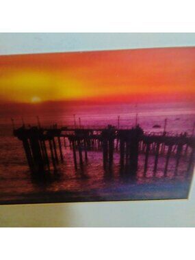 Aliso Beach Pier Photo Laguna Beach CA Sunset Vtg Lang Print 1988 20 x 16